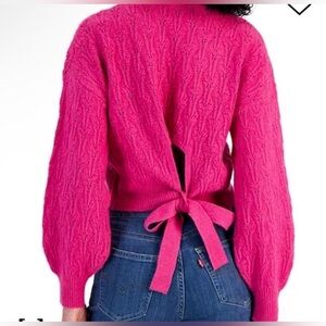 open back sweater with cute bow detail soft & cozy NEW w/tags